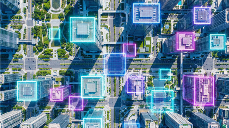 Digital Land from sky view