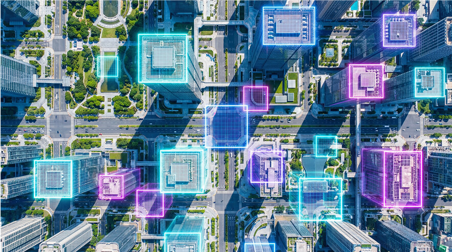 Digital Land from sky view